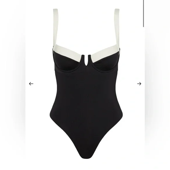 Monday Swimwear Clovelly One Piece Swimsuit Black and White - Picture 1 of 7